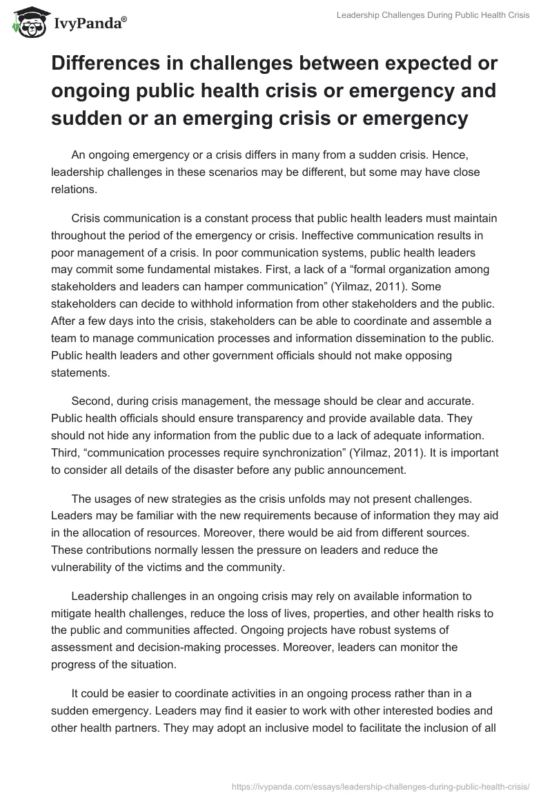 Leadership Challenges During Public Health Crisis. Page 4