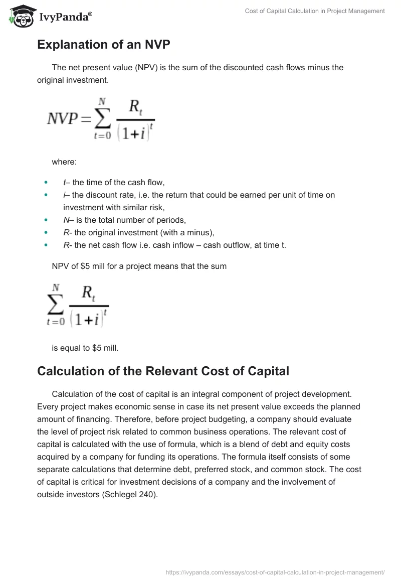 Cost of Capital Calculation in Project Management. Page 2
