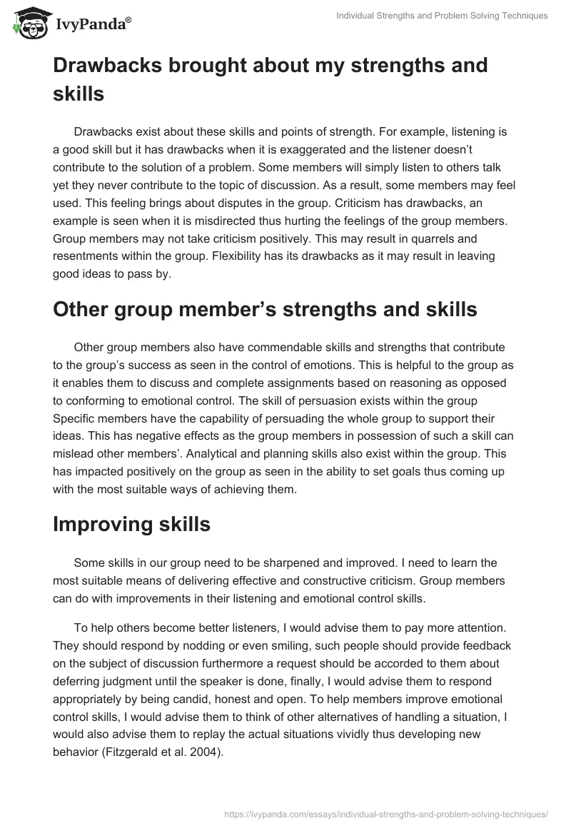 Individual Strengths and Problem Solving Techniques. Page 2