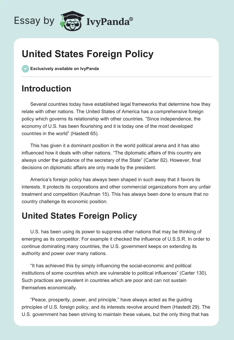 United States Foreign Policy. Page 1