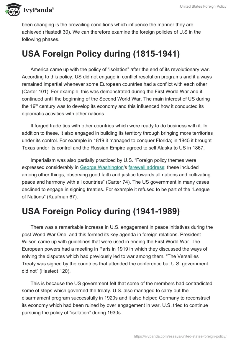 United States Foreign Policy. Page 2