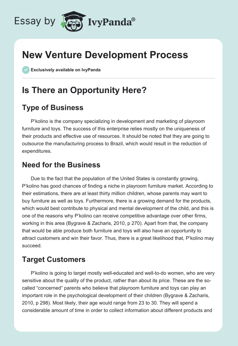 New Venture Development Process. Page 1