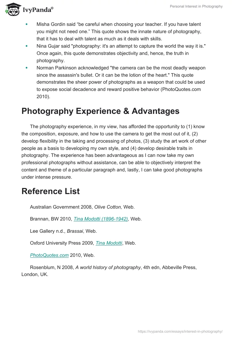 Personal Interest in Photography. Page 5