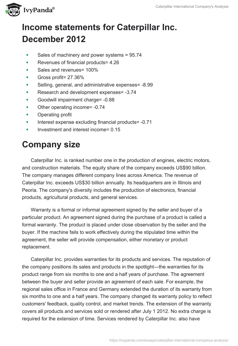 Caterpillar International Company's Analysis. Page 4