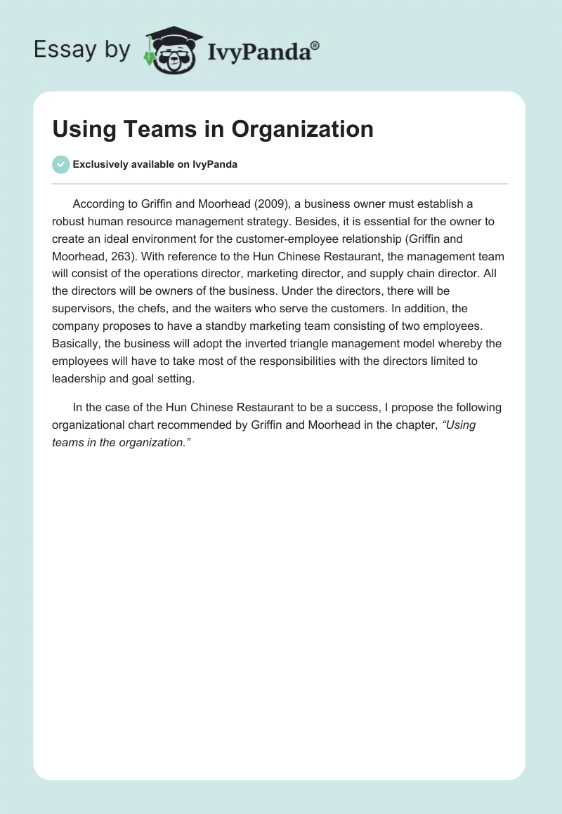 Using Teams in Organization. Page 1