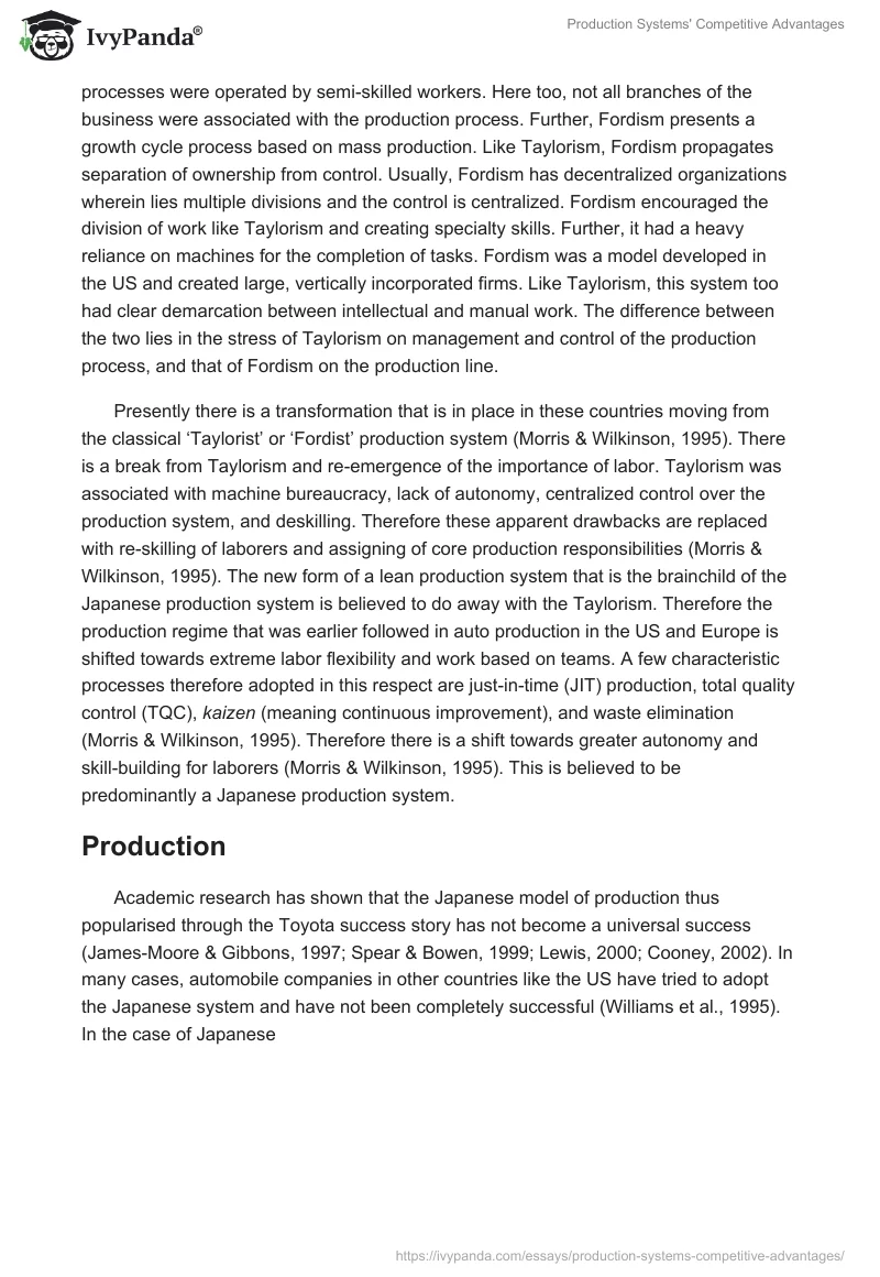 Production Systems' Competitive Advantages. Page 3
