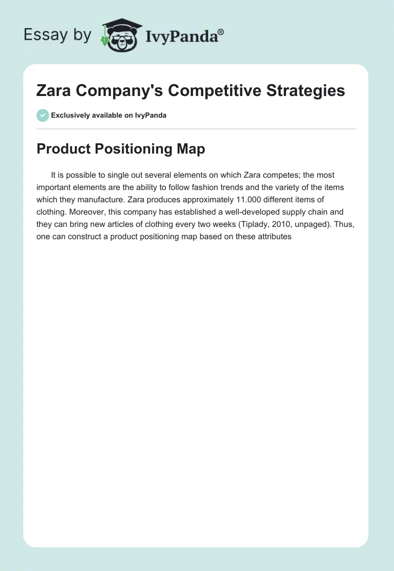 Zara Company's Competitive Strategies. Page 1