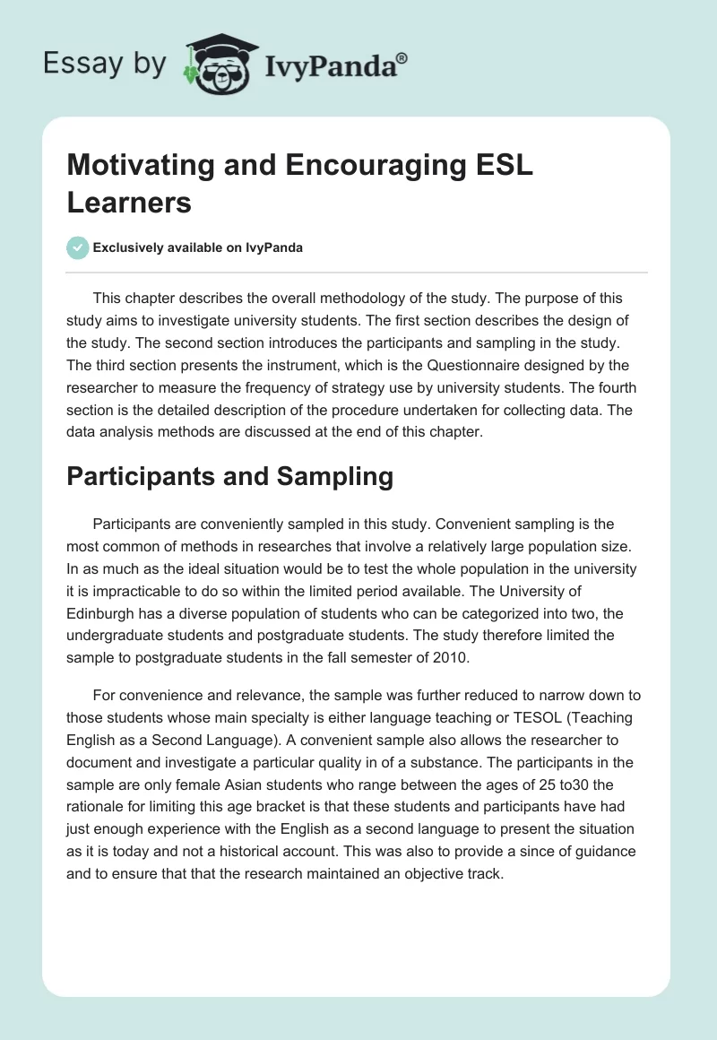 Motivating and Encouraging ESL Learners. Page 1