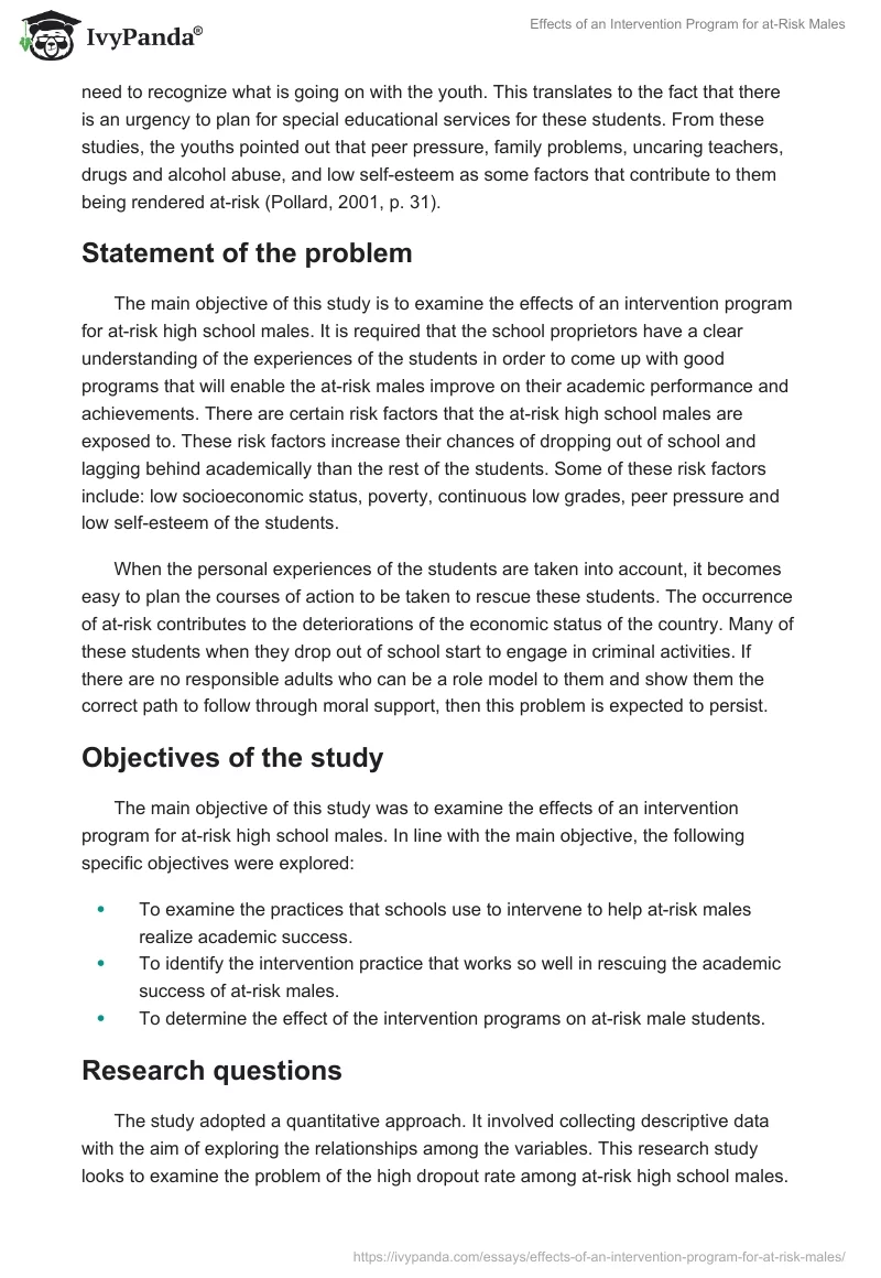 Effects of an Intervention Program for at-Risk Males. Page 3