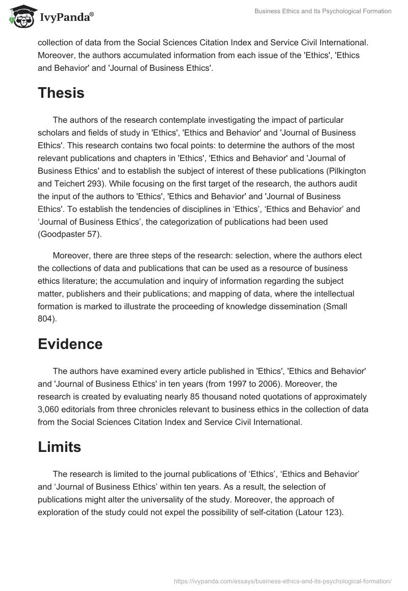 Business Ethics and Its Psychological Formation. Page 2