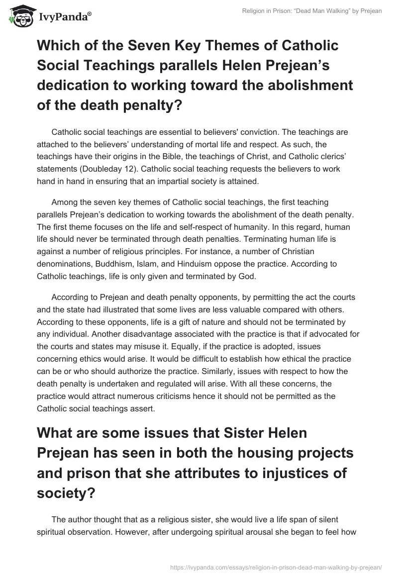 Religion in Prison: “Dead Man Walking” by Prejean. Page 4