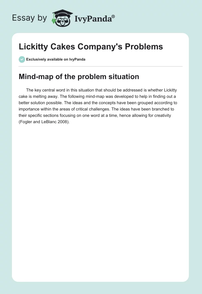 Lickitty Cakes Company's Problems. Page 1