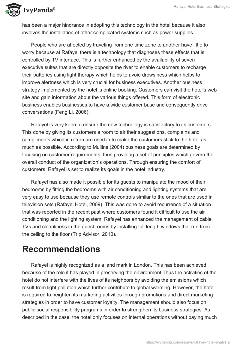Rafayel Hotel Business Strategies. Page 2