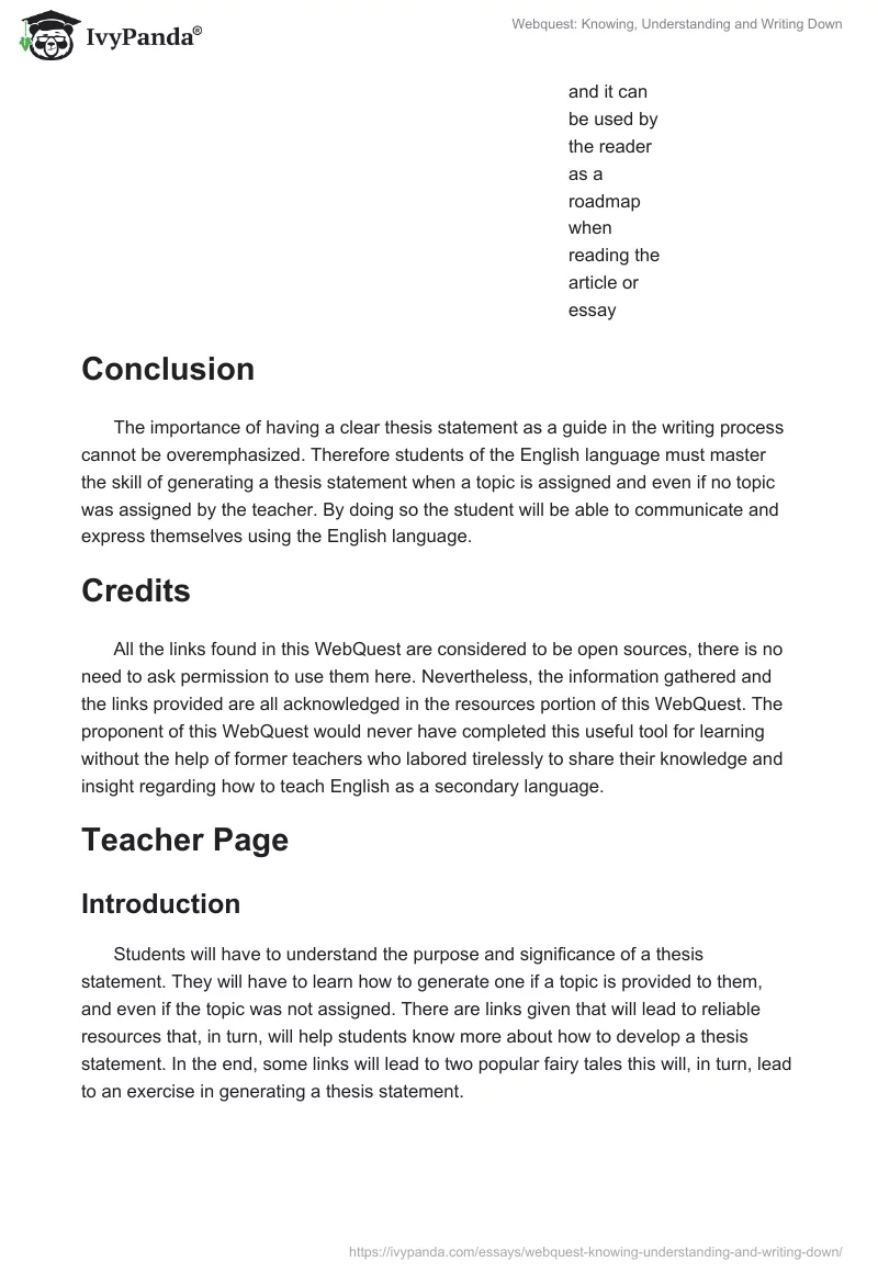 Webquest: Knowing, Understanding and Writing Down. Page 5