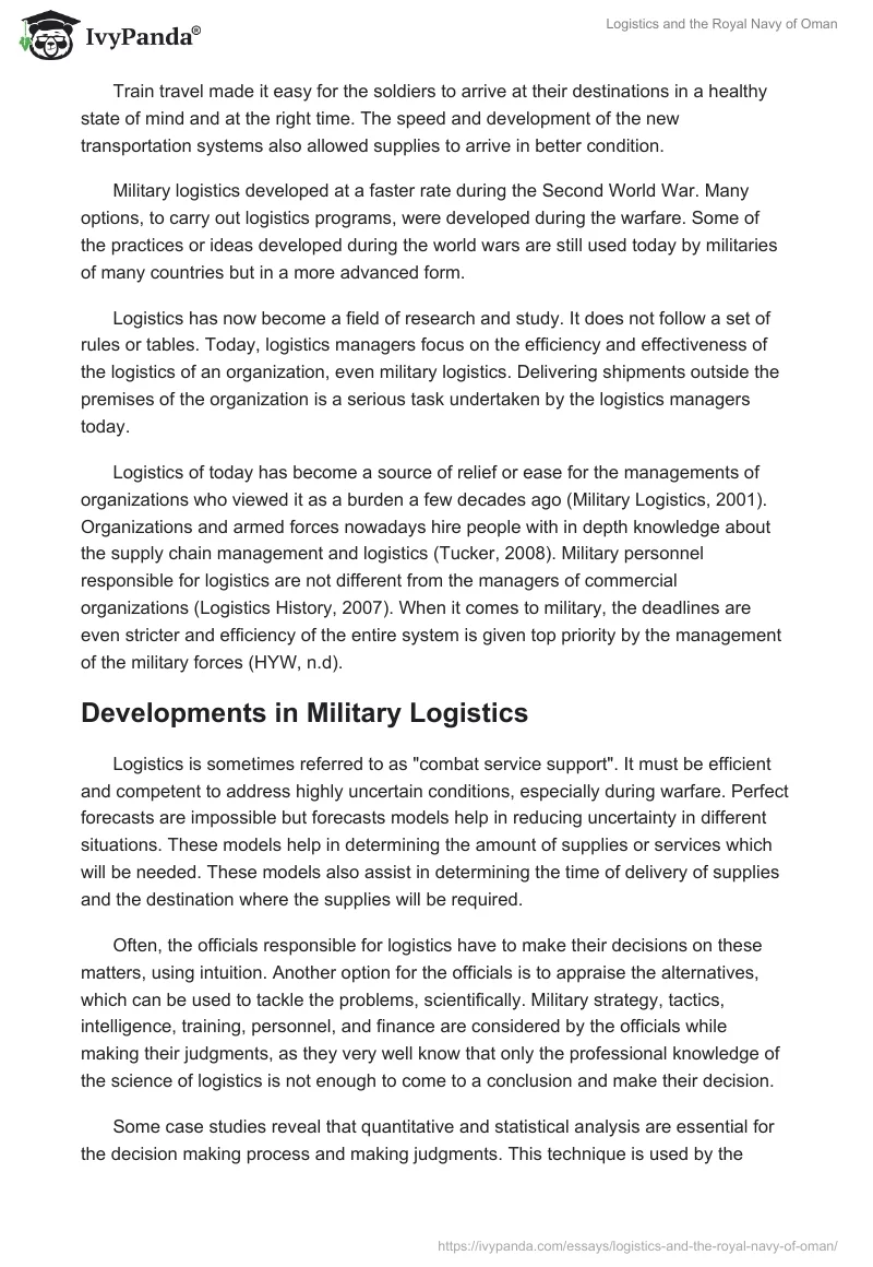 Logistics and the Royal Navy of Oman. Page 5