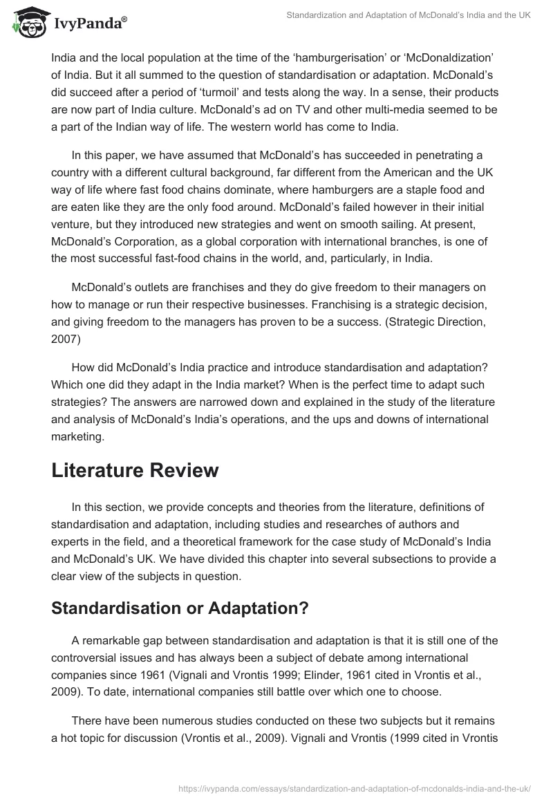 Standardization and Adaptation of McDonald’s India and the UK. Page 4