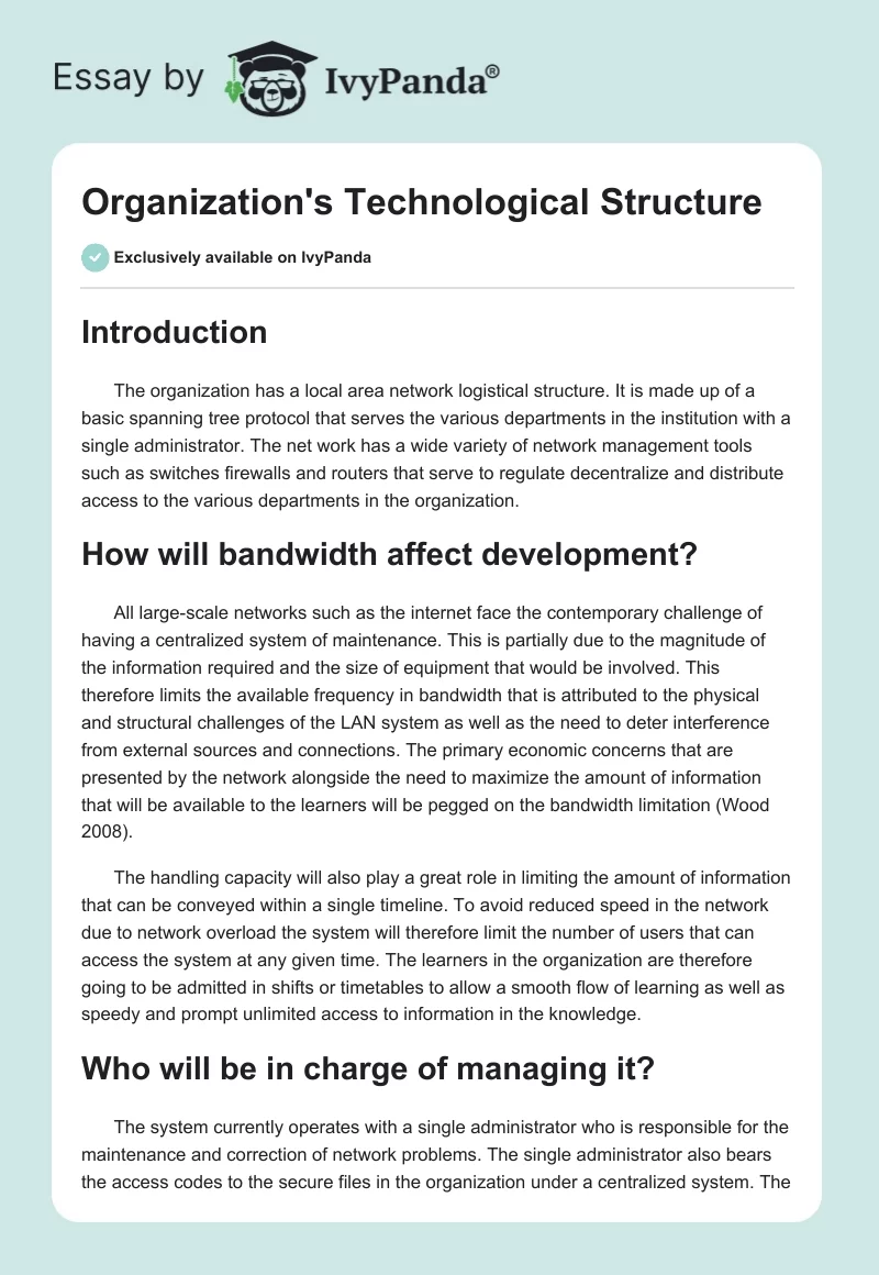 Organization's Technological Structure. Page 1