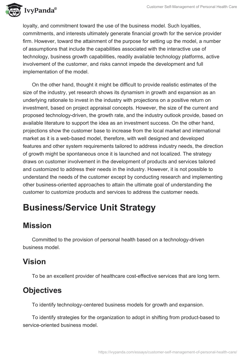 Customer Self-Management of Personal Health Care. Page 2