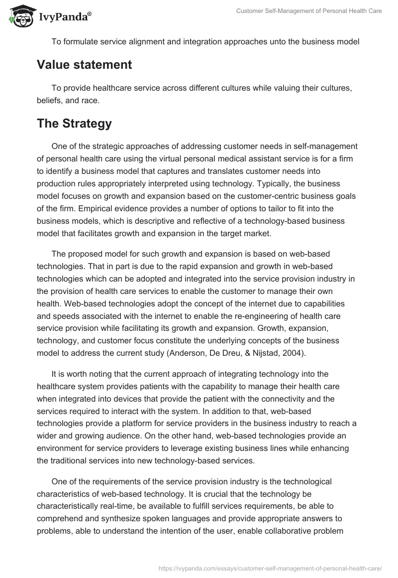 Customer Self-Management of Personal Health Care. Page 3