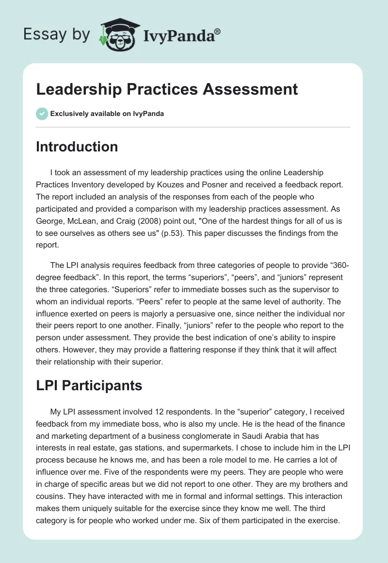 Leadership Practices Assessment. Page 1