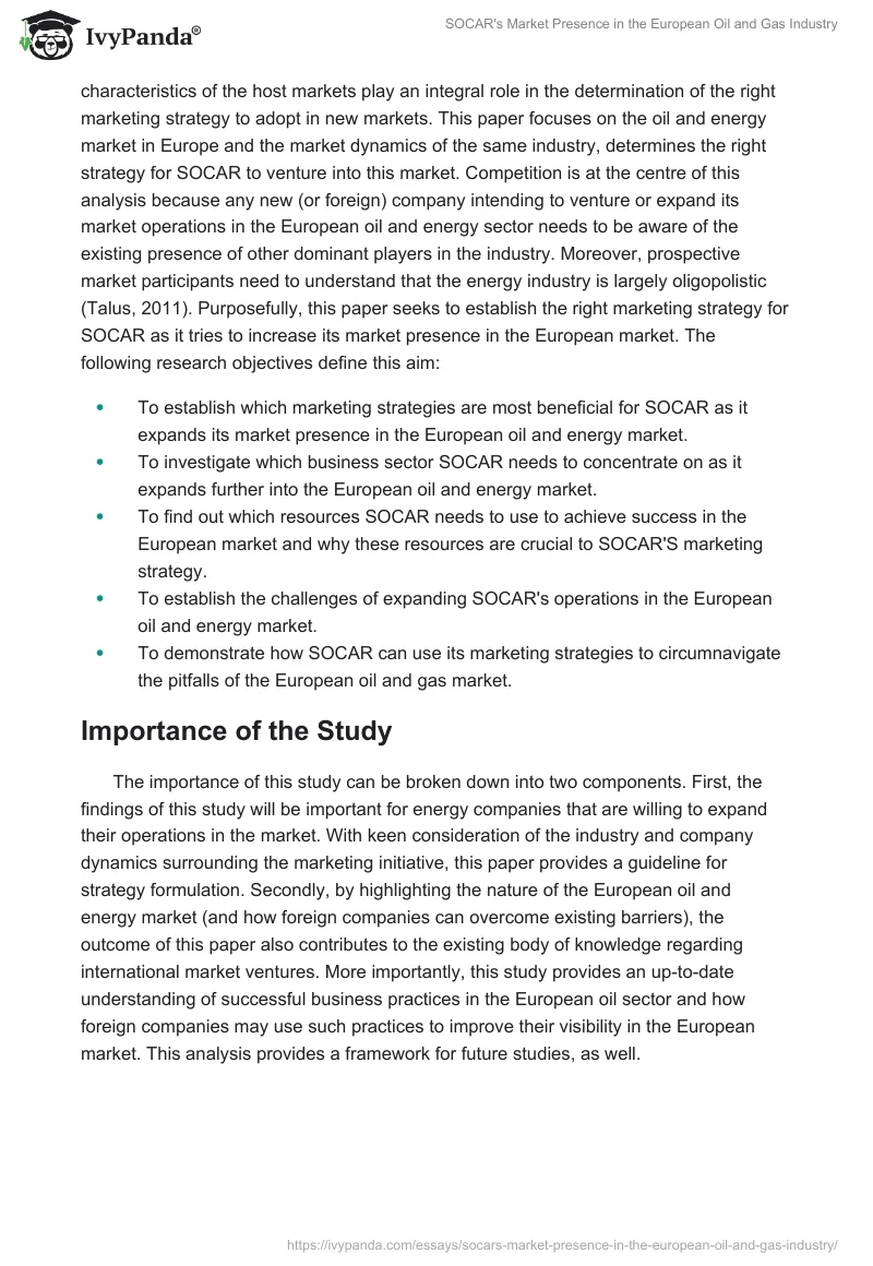 SOCAR's Market Presence in the European Oil and Gas Industry. Page 4
