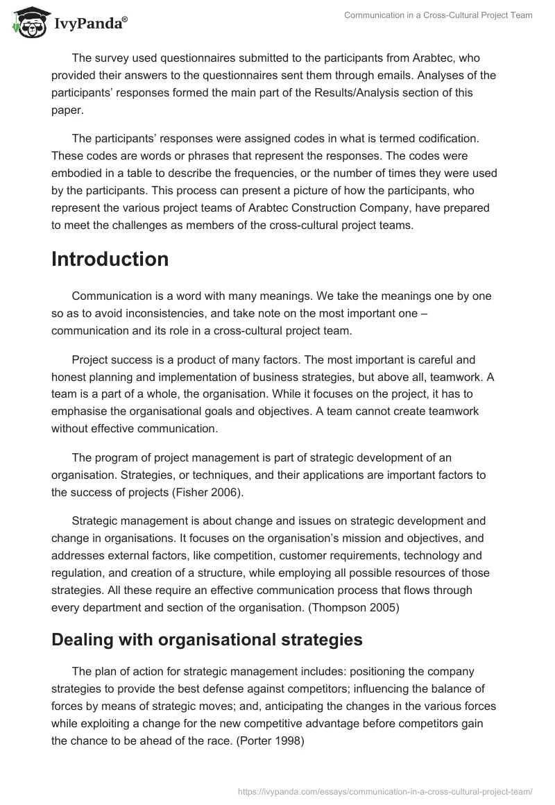 Communication in a Cross-Cultural Project Team. Page 2