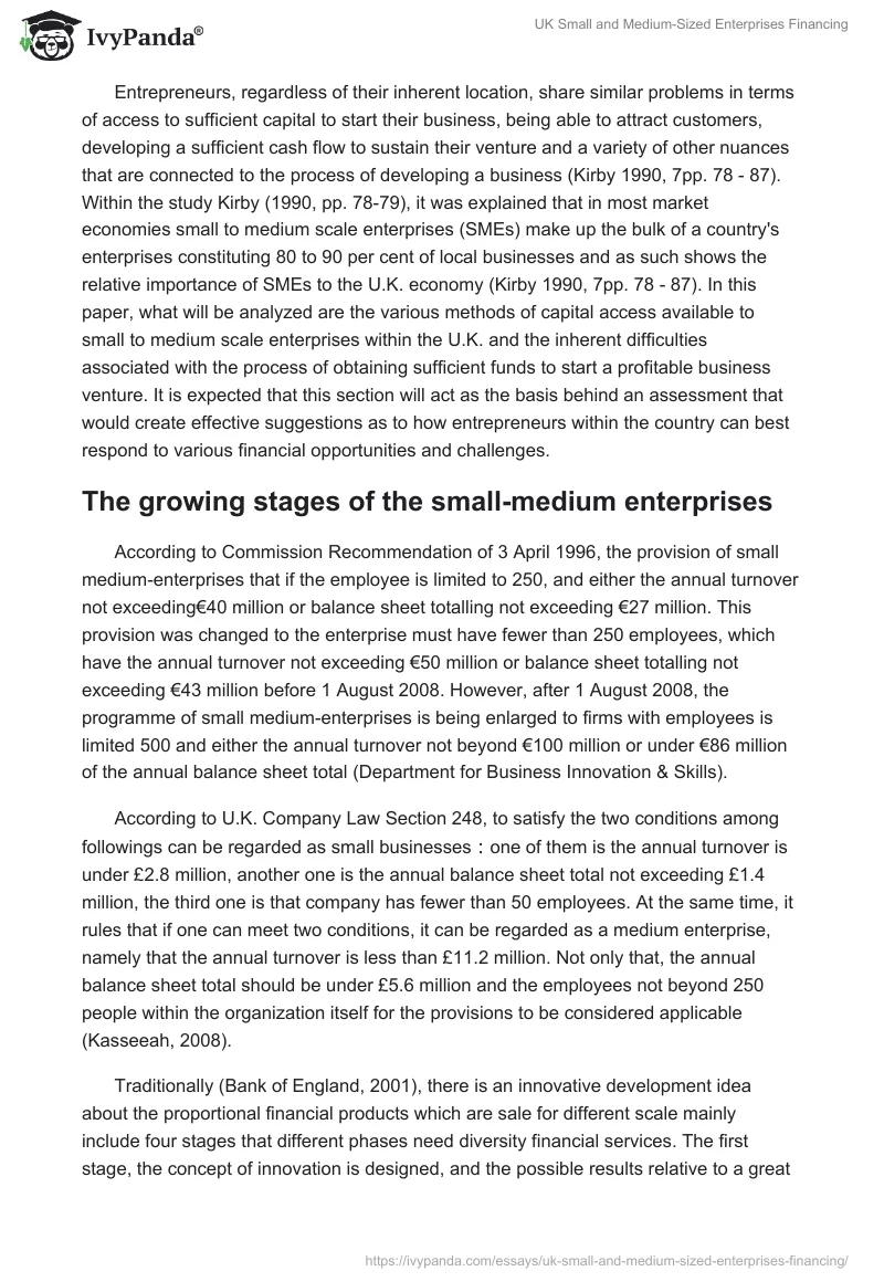 UK Small and Medium-Sized Enterprises Financing. Page 2