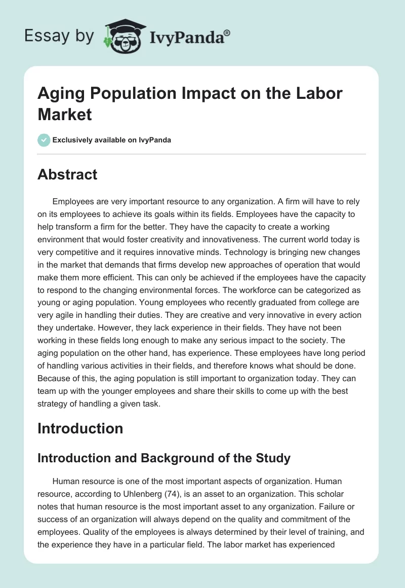 Aging Population Impact on the Labor Market. Page 1