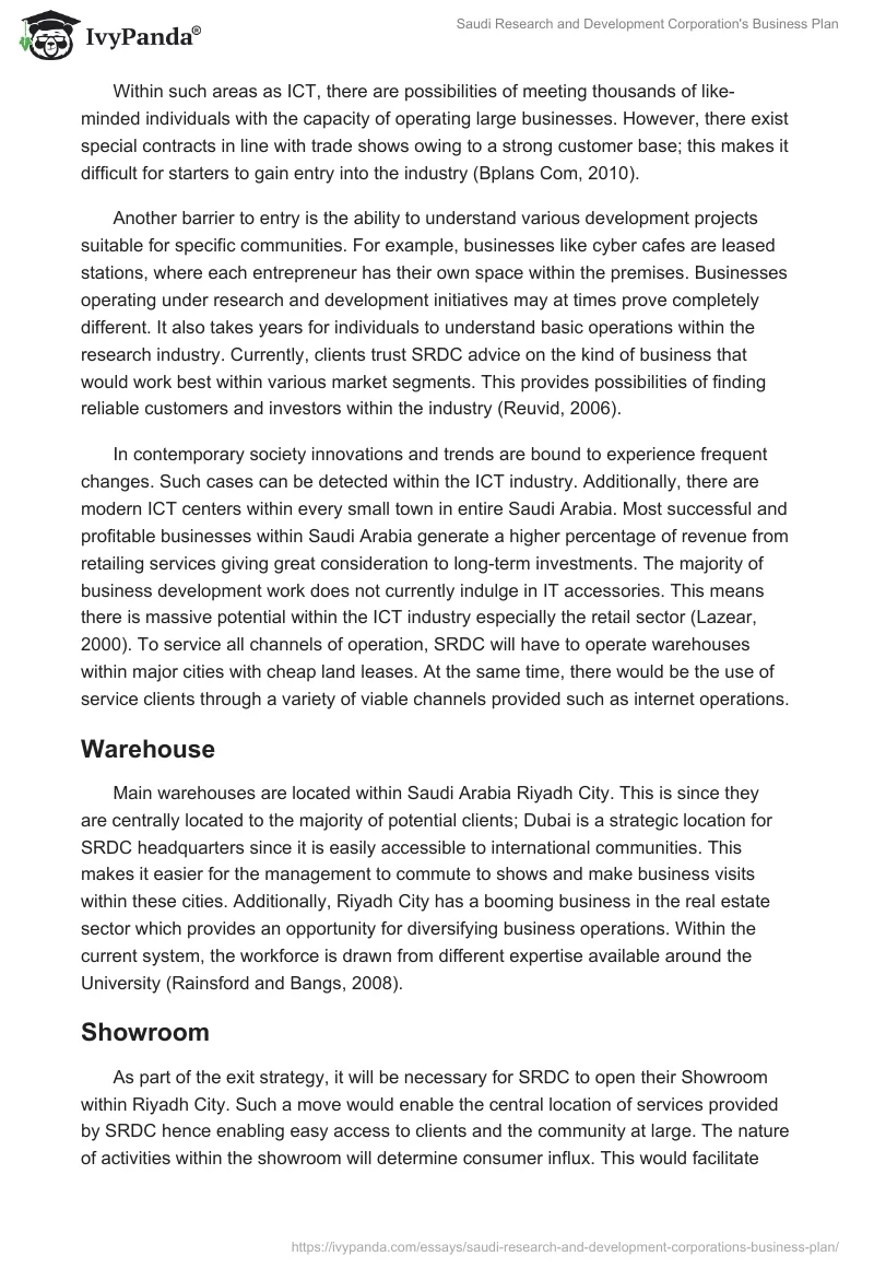 Saudi Research and Development Corporation's Business Plan. Page 4