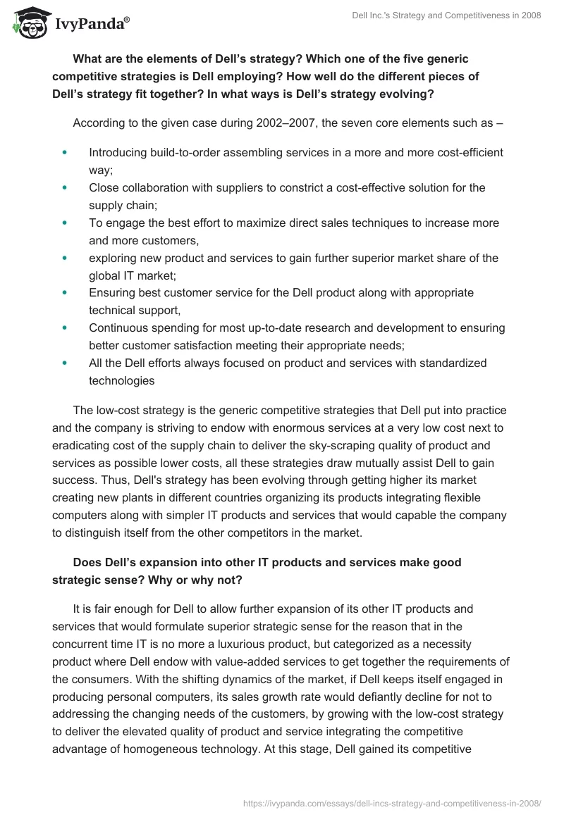 Dell Inc.'s Strategy and Competitiveness in 2008. Page 2