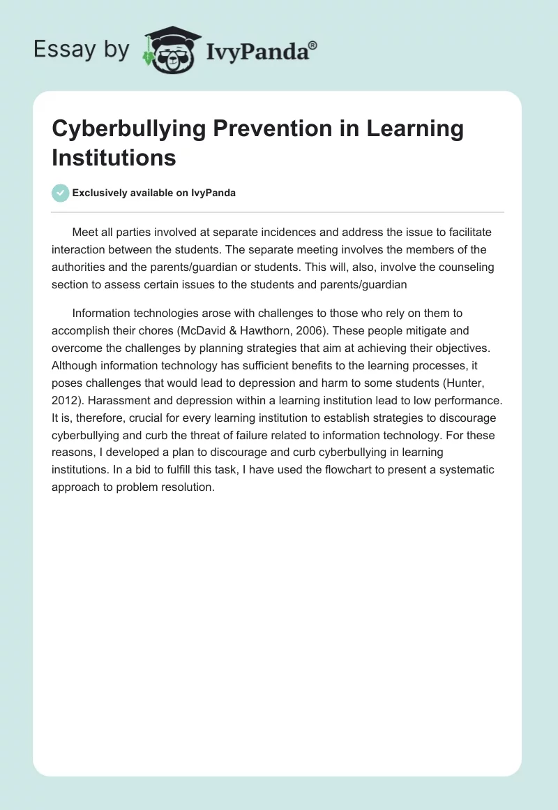 Cyberbullying Prevention in Learning Institutions. Page 1