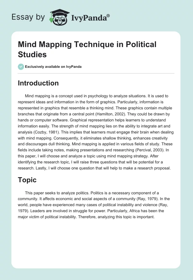 Mind Mapping Technique in Political Studies. Page 1