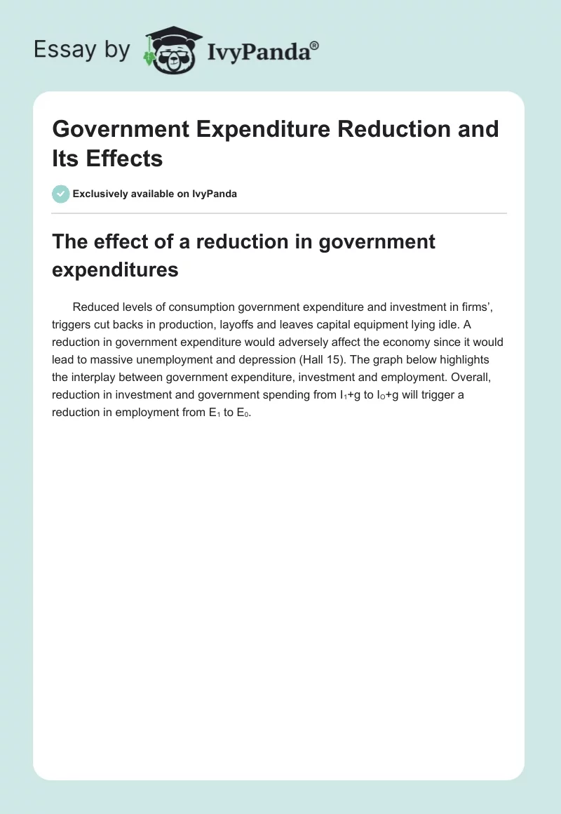 Government Expenditure Reduction and Its Effects. Page 1