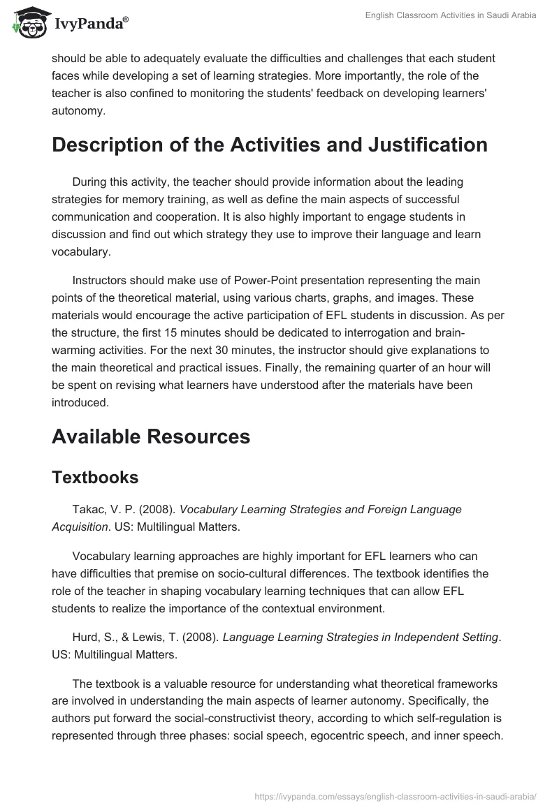 English Classroom Activities in Saudi Arabia. Page 2