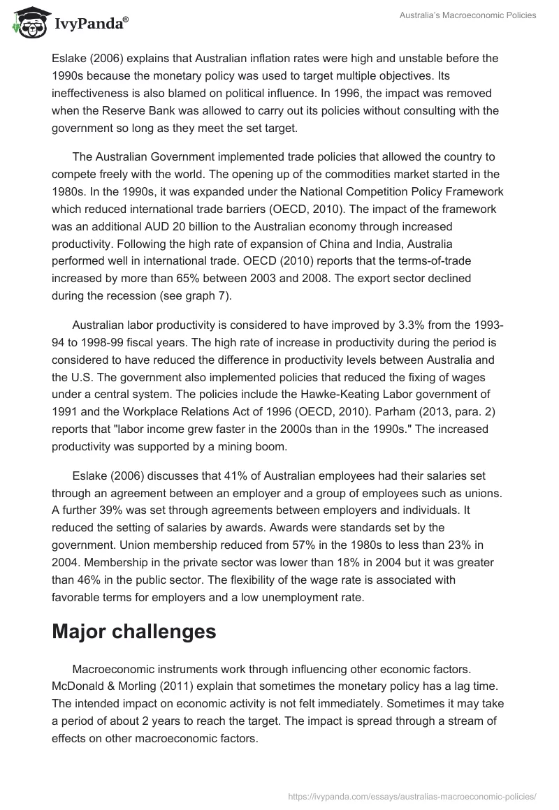 Australia’s Macroeconomic Policies. Page 5