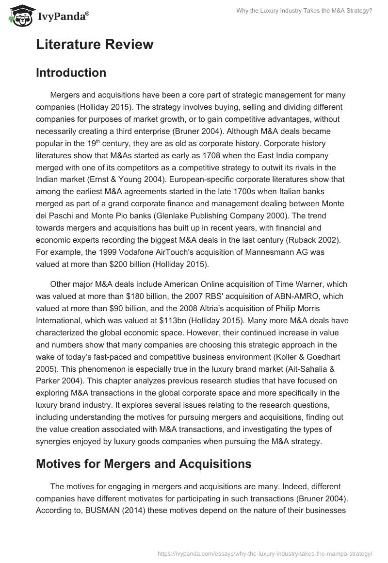 Why the Luxury Industry Takes the M&A Strategy?. Page 4
