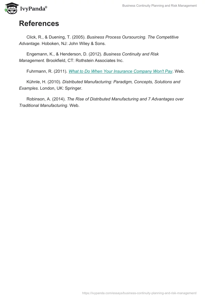 Business Continuity Planning and Risk Management. Page 5