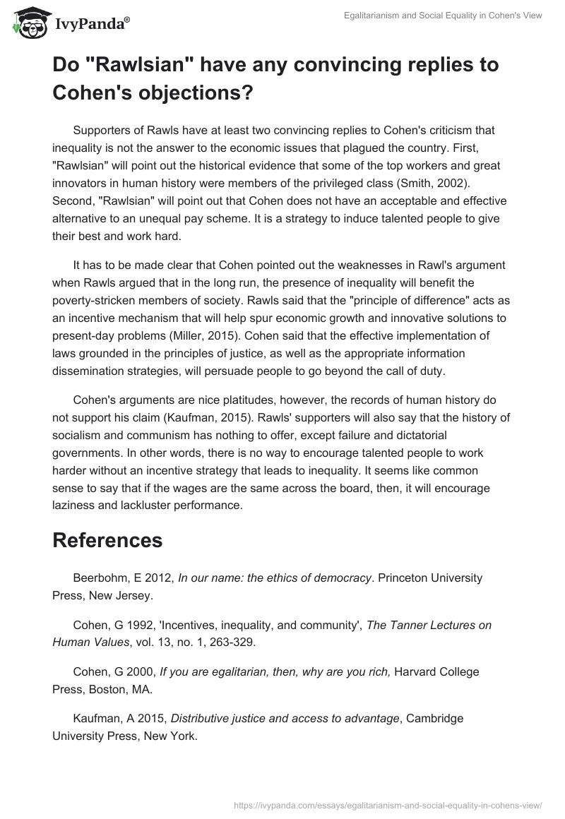 Egalitarianism and Social Equality in Cohen's View. Page 2