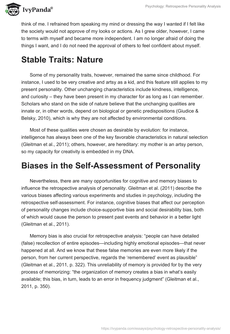 Psychology: Retrospective Personality Analysis. Page 2