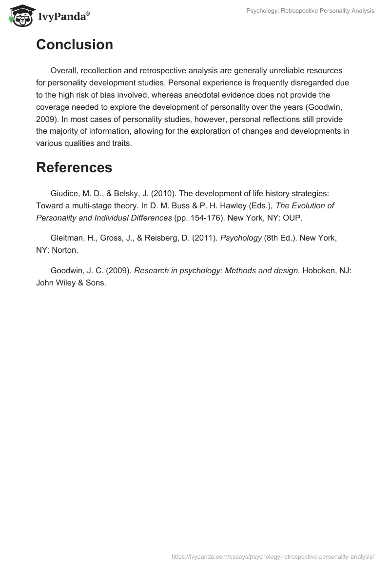 Psychology: Retrospective Personality Analysis. Page 3