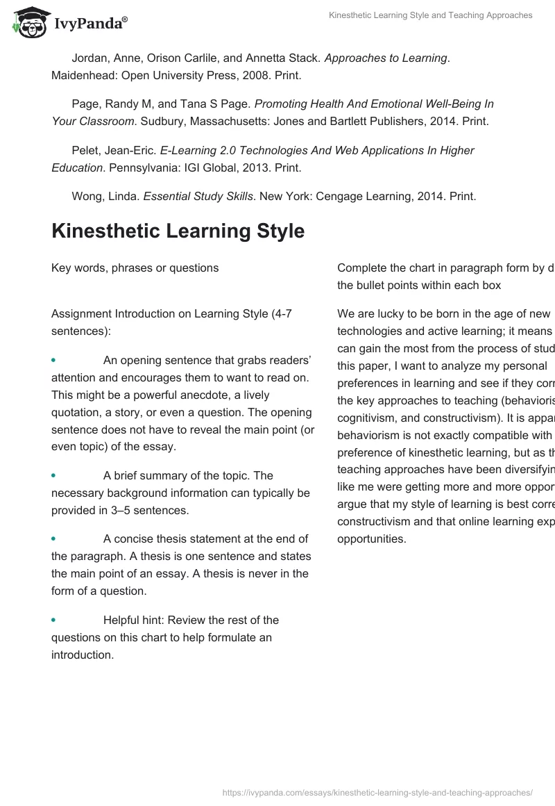 Kinesthetic Learning Style and Teaching Approaches. Page 3