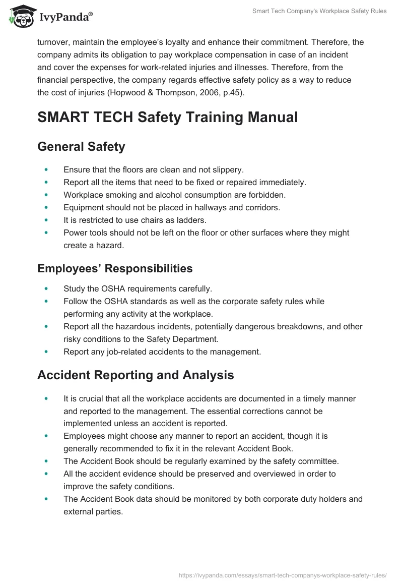 Smart Tech Company's Workplace Safety Rules. Page 2