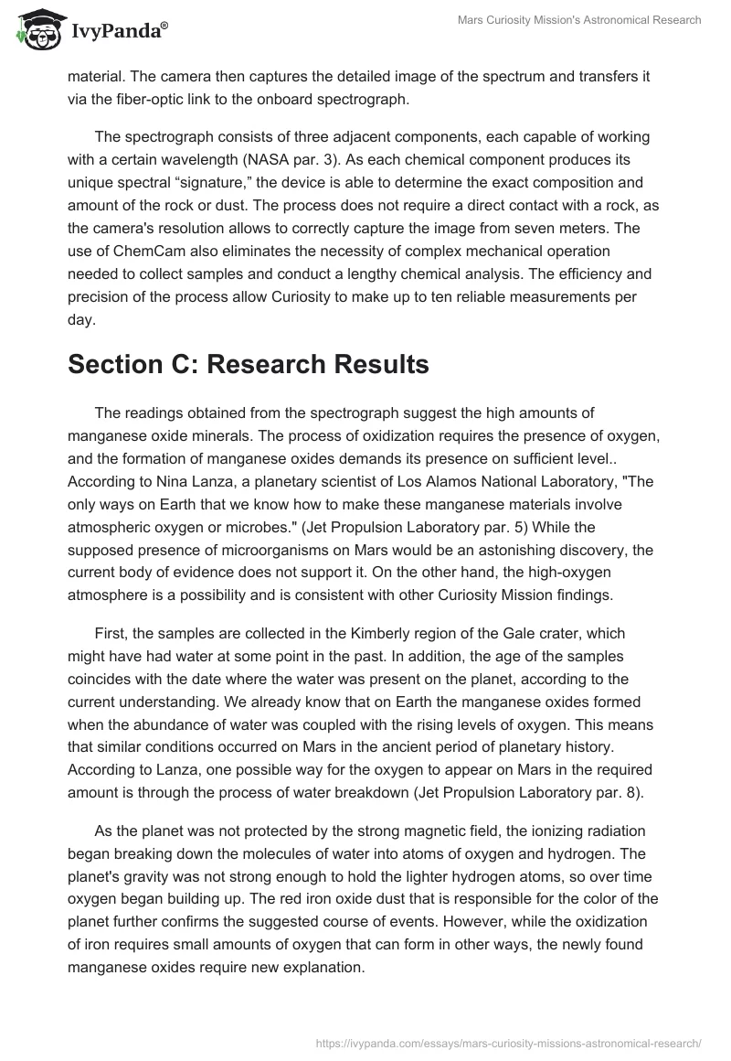 Mars Curiosity Mission's Astronomical Research. Page 2