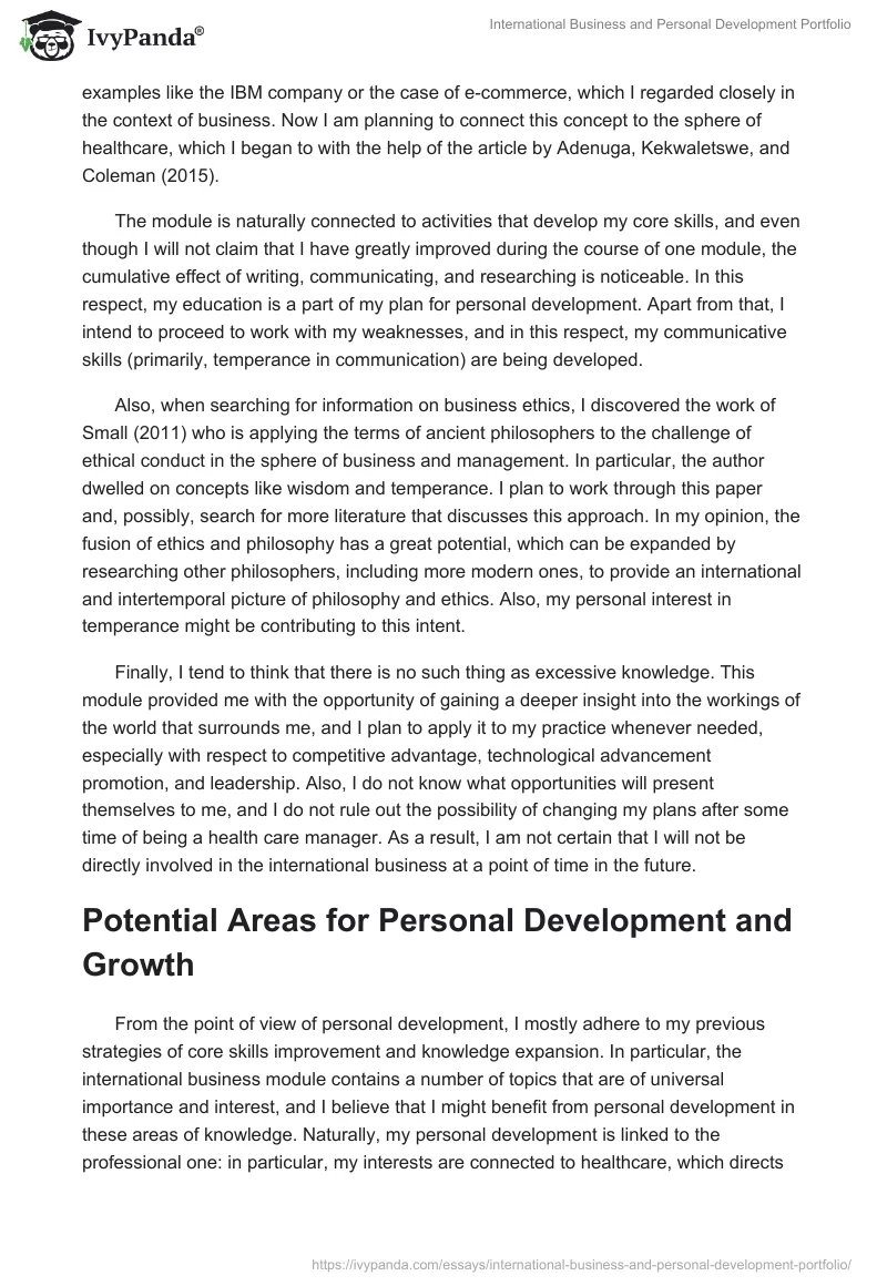 International Business and Personal Development Portfolio. Page 4