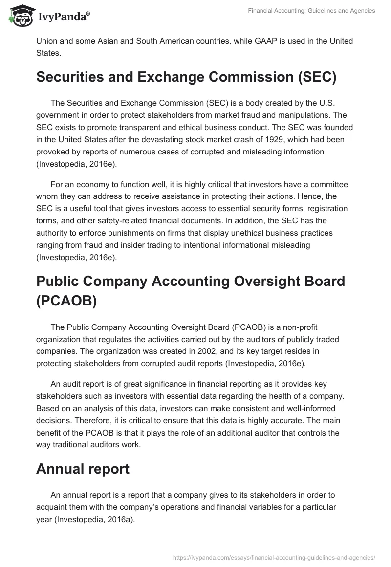 Financial Accounting: Guidelines and Agencies. Page 2