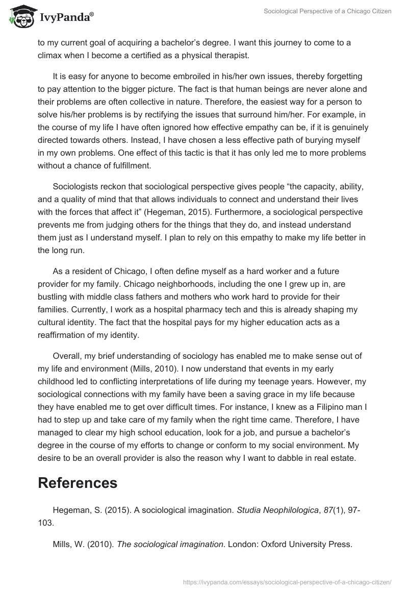 Sociological Perspective of a Chicago Citizen. Page 2