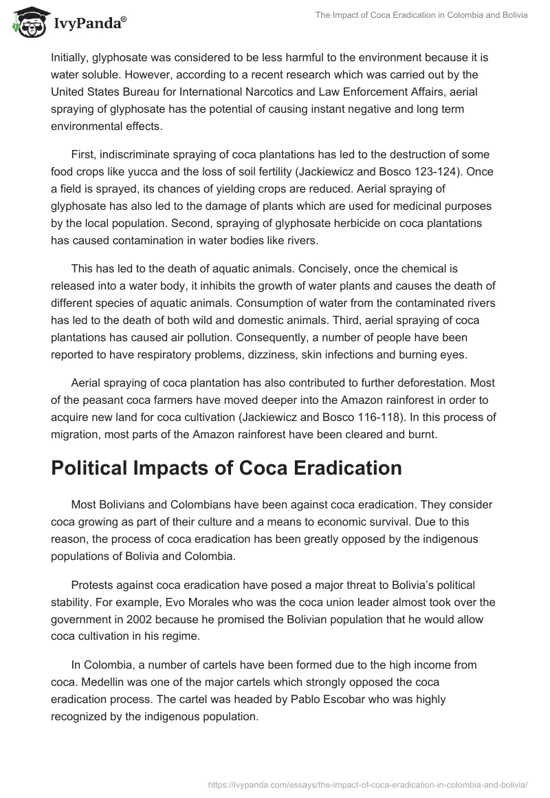 The Impact of Coca Eradication in Colombia and Bolivia. Page 2
