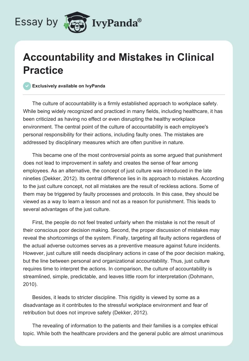 Accountability and Mistakes in Clinical Practice. Page 1