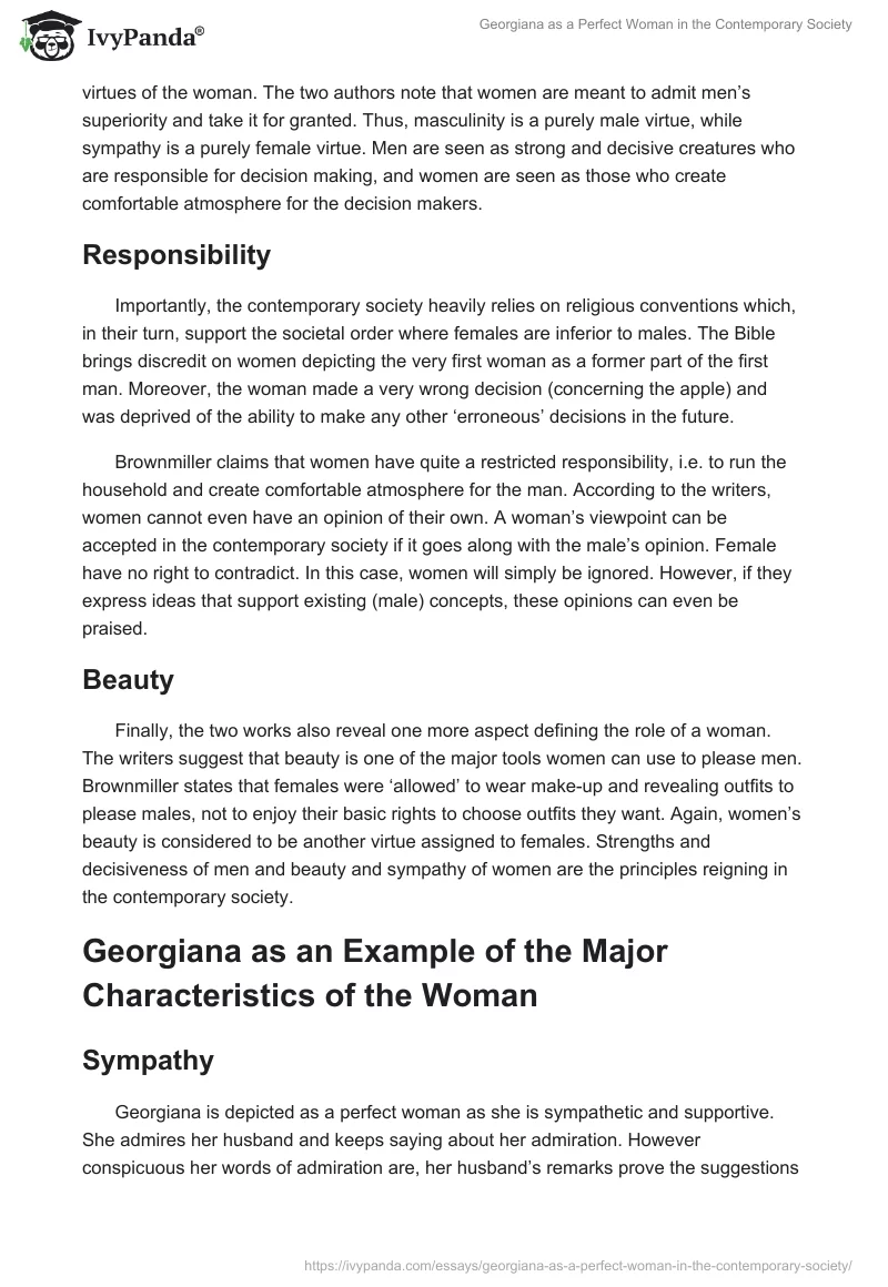 Georgiana as a Perfect Woman in the Contemporary Society. Page 2