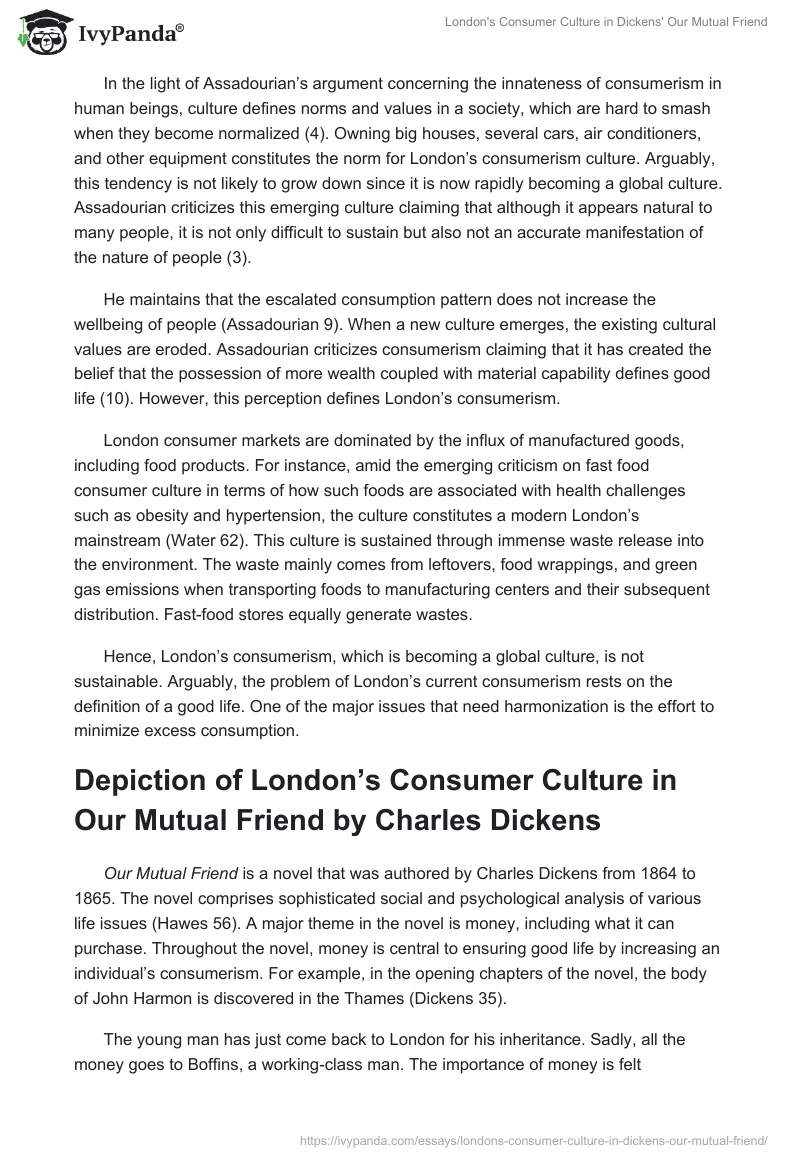 London's Consumer Culture in Dickens' "Our Mutual Friend". Page 2